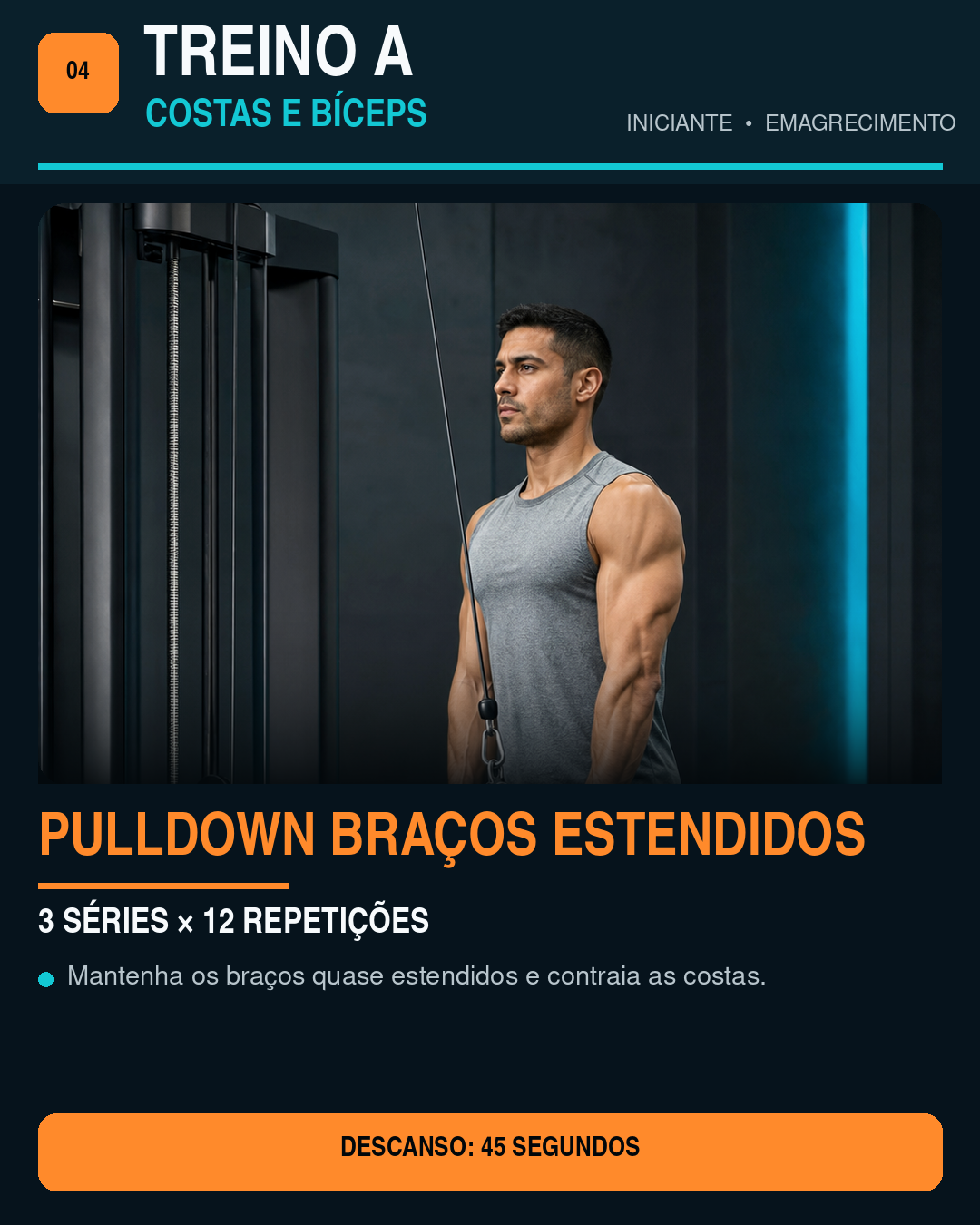 Pulldown com braços estendidos